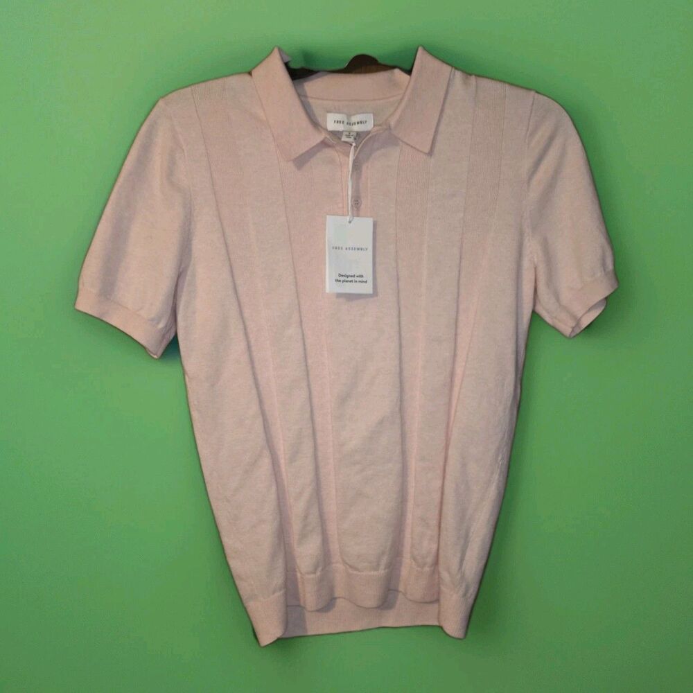 Free Assembly Unisex Cable Knit Cardigan Sweater Short Sleeve Size S Pink NWT